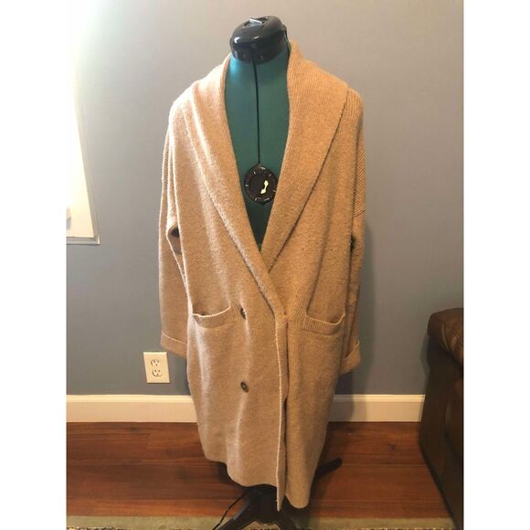 J. Crew Tan Double Breasted Button Long Cardigan, size M - Picture 6 of 6